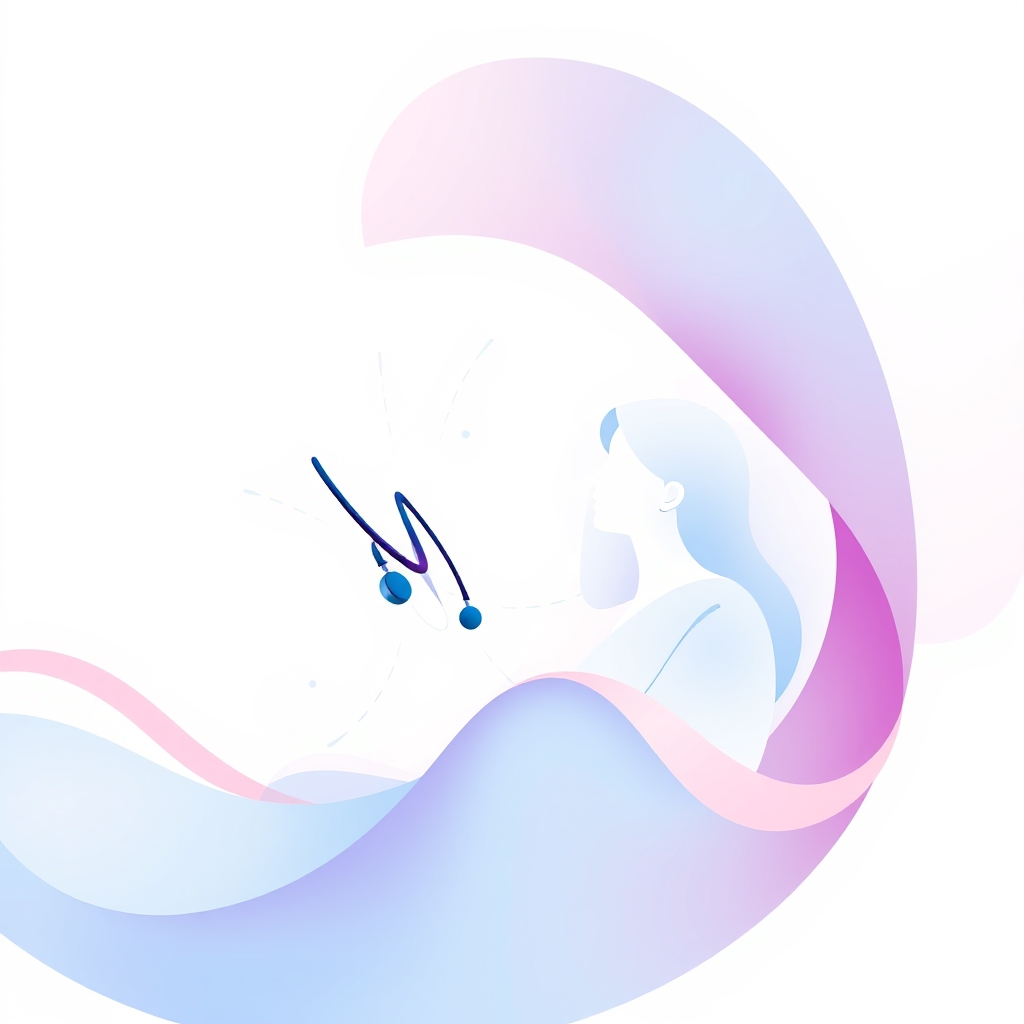 A gradient illustration of a healthcare professional and a patient, representing trust and privacy in a clinic or practice website