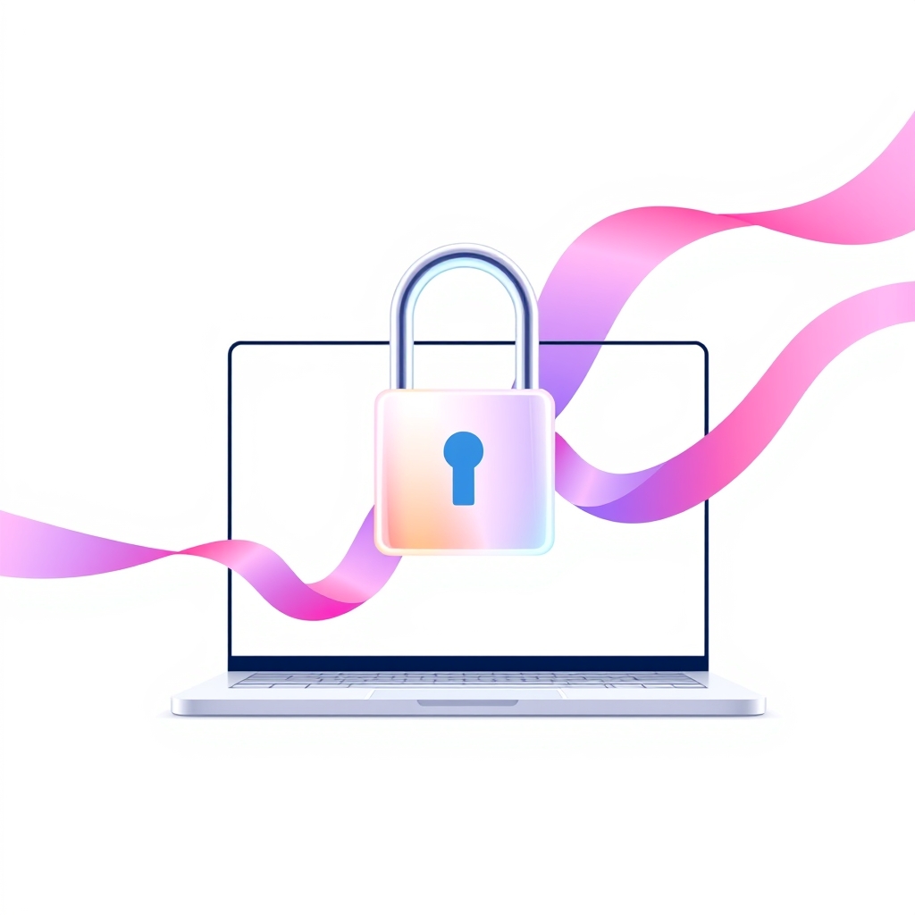 An abstract illustration of a padlock and a website, representing security and trust online.