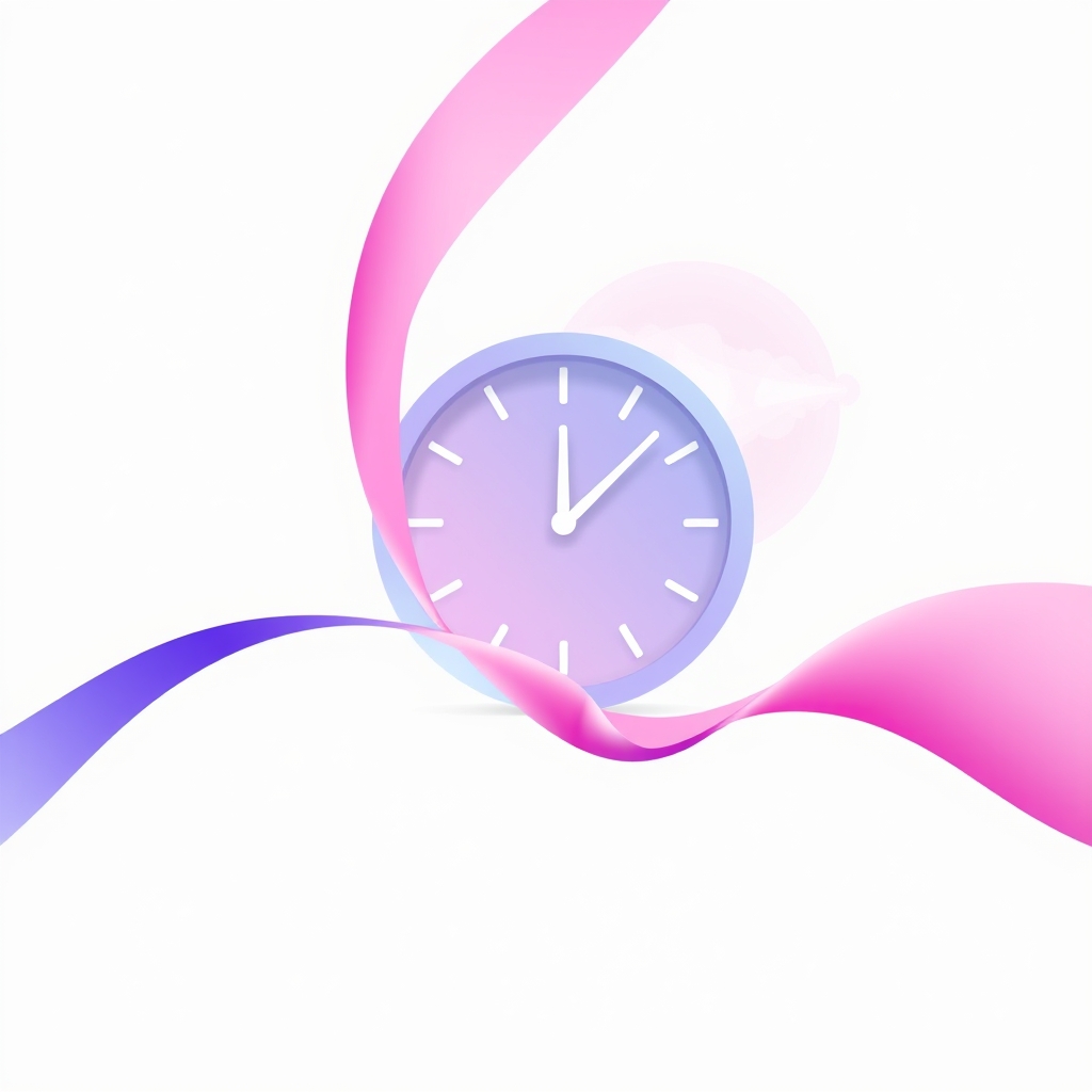 A gradient illustration of a domain being transferred to a new provider, with a clock in the background representing minimal downtime.