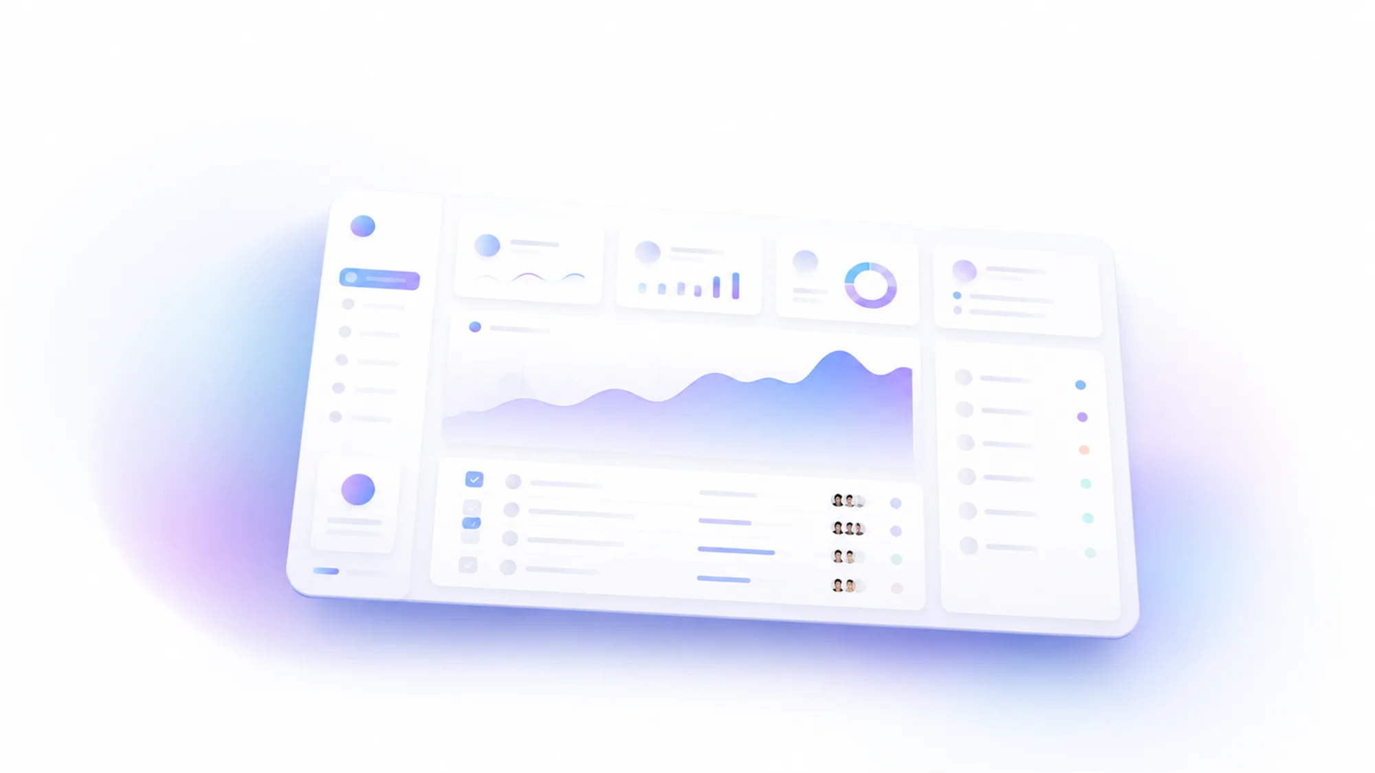 A soft, glowing view of the Aurora product dashboard