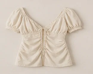 Colette puff-sleeve top in ivory